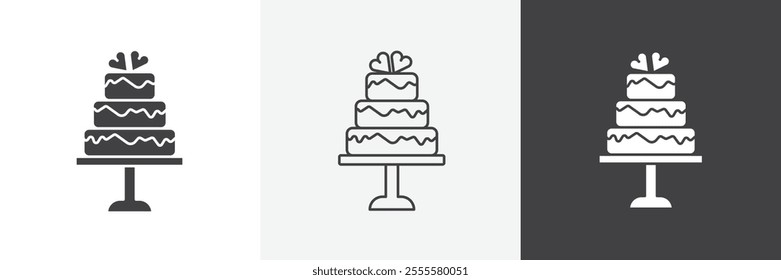 Wedding cake icon vector set for ui designs