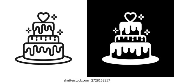 Wedding Cake Icon whiteblack Vector Illustration