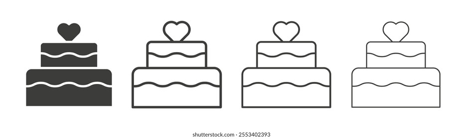 Wedding cake icons collection. vector set in black color