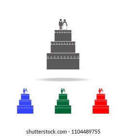 a wedding cake icons. Elements of wedding in multi colored icons. Premium quality graphic design icon. Simple icon for websites, web design, mobile app, info graphics