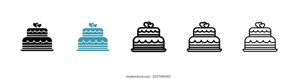 Wedding cake icons pack in black and blue.