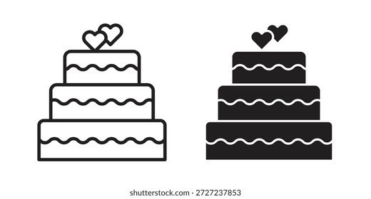 Iconos de la torta de Boda. paquete de Ilustración vectorial para App y diseños