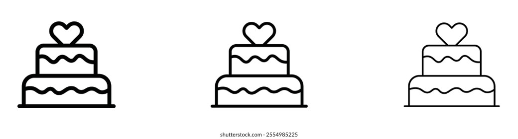 Wedding cake icons in tree different stroke sizes