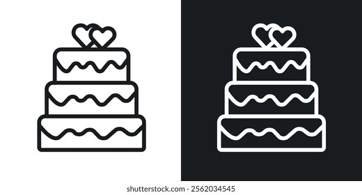 Wedding cake icons. vector set in black colors