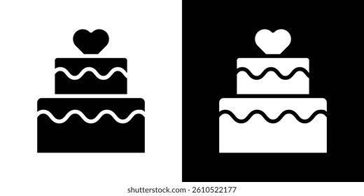 Wedding cake icons vector set in solid flat style