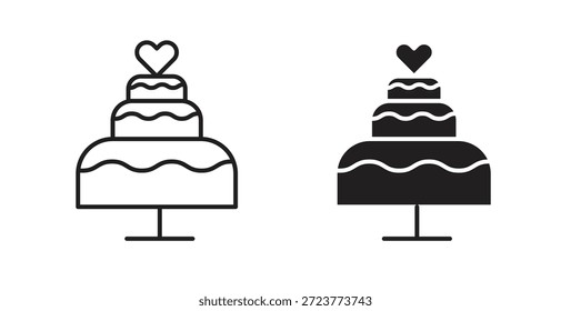 Iconos de la torta de Boda, símbolos del Vector