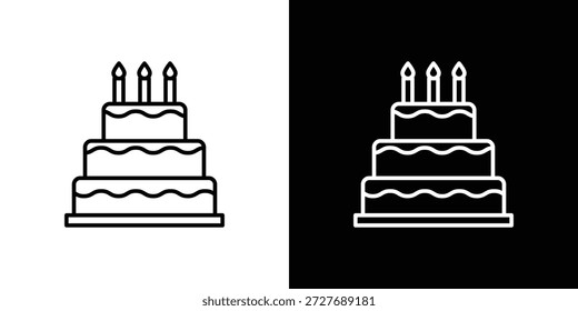 Iconos de la torta de Boda Vector. Trazo editable. signo de estilo lineal