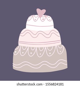
A wedding cake. Illustration for the design of wedding printing. Invitation for the guests of the ceremony.