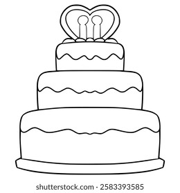 wedding cake illustration hand drawn outline vector