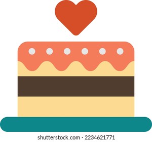 wedding cake illustration in minimal style isolated on background