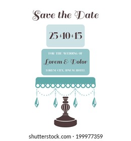 Invitación a pastelería de bodas - Guardar la fecha - para diseño, libro de recortes - en vector