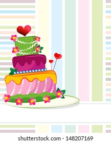 Wedding cake for Wedding invitations or announcements