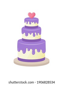 Wedding cake isolated on white background. Vector illustration