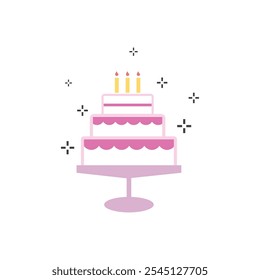 Wedding cake Isolated on white background icon illustration