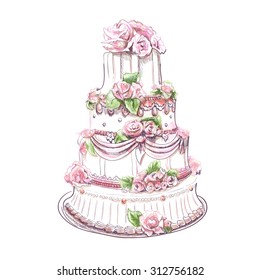 Wedding cake isolated on white background | Hand-drawn vector illustration EPS 10