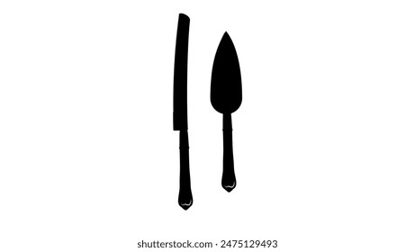 Wedding Cake Knife, black isolated silhouette