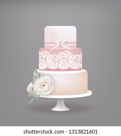 wedding cake with lace decoration