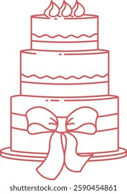 Wedding Cake Line Hand Drawn Vector Illustration