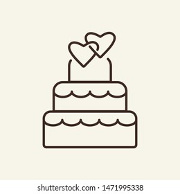 Wedding cake line icon. Cake, ceremony, dessert. Wedding concept. Vector illustration can be used for topics like marriage, family, love, relations