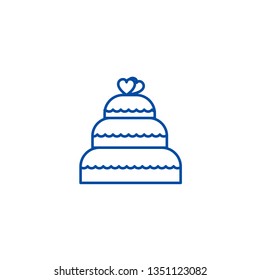 Wedding cake  line icon concept. Wedding cake  flat  vector symbol, sign, outline illustration.