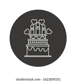 Wedding cake line icon flat design 