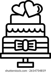 Wedding Cake Line Vector Icon Design