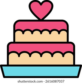 Wedding Cake Line Vector Icon Design