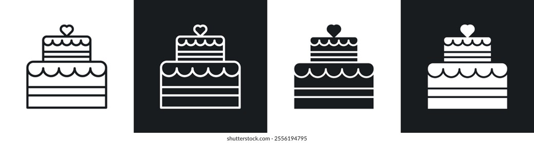 Wedding cake linear icon set for app, and web design.