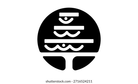 Logotipo de la torta de la Boda, silueta aislada negra