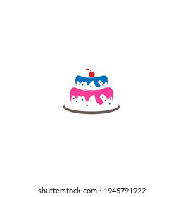 Logo de la tarta de bodas, plantilla de ilustración vectorial de diseño de iconos de copos