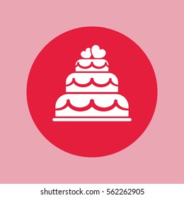 wedding cake love couple simple icon on red circle