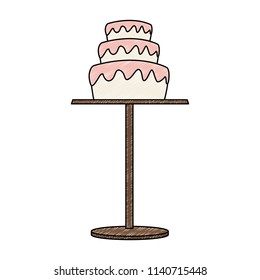 Wedding cake on table scribble