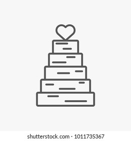 Wedding cake outline icon on white backround