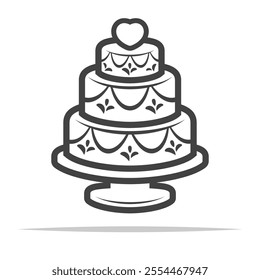 Wedding cake outline icon transparent vector isolated