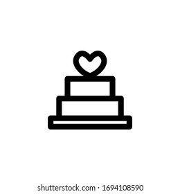 Wedding Cake Outline Icon Vector Illustration
