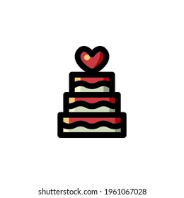 Wedding Cake Outline Icon Vector Illustration
