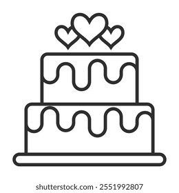 Wedding cake outline icons, minimalist vector illustration and transparent graphic element. Isolated on white background