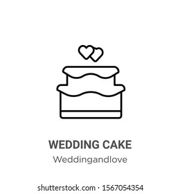 Wedding cake outline vector icon. Thin line black wedding cake icon, flat vector simple element illustration from editable weddingandlove concept isolated on white background