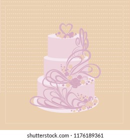 wedding cake in pastel colours vector cartoon illustration