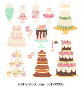 Wedding Cake Pie Cartoon Style Isolated Vector Illustration.