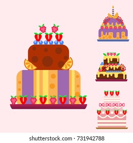 Wedding cake pie hand drawn style sweets dessert bakery ceremony delicious vector illustration.