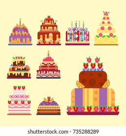 Wedding cake pie hand drawn style sweets dessert bakery ceremony delicious vector illustration.