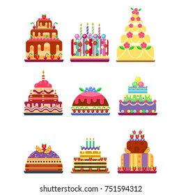 Wedding cake pie hand drawn style sweets dessert bakery ceremony delicious vector illustration.