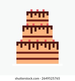 Hochzeitstorte Pixel Art Symbol Vektorgrafik.