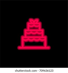 Wedding Cake red glowing neon ui ux icon. Glowing sign logo vector