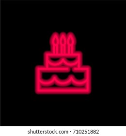 Wedding cake red glowing neon ui ux icon. Glowing sign logo vector