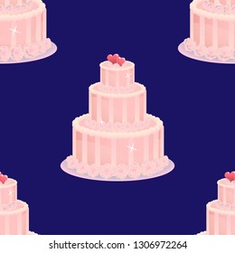 Wedding cake seamless pattern vector illustration