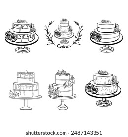 Wedding cake shape line vector art