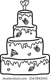 Wedding Cake Sketch Vector Illustration