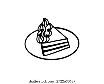 Pastel de Boda Doodle con glaseado cremoso. Este boceto casual y encantador es ideal para menús de postres, proyectos temáticos de amor, emblema de panadería, papelería romántica o diseños de celebración alegres
